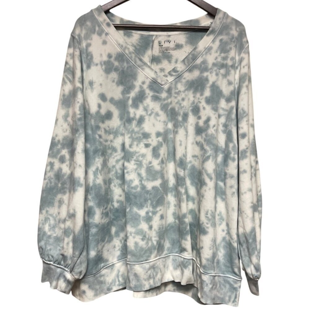 NEW! Lane Bryant LIVI Active Tie Dye V-Neck Long Sleeve Sweatshirt Plus 26/26 26